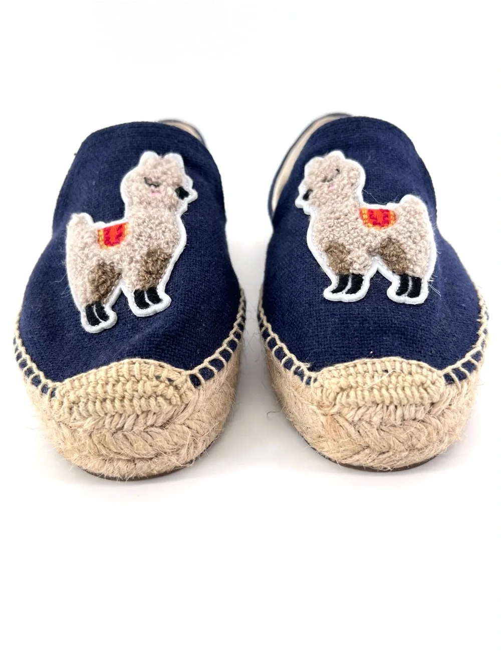 Soludos Chambray Llama Canvas Espadrilles Blue Size 8 Casual Slip-on Boho